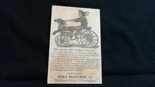 C. 1885 Advertising Trade Card - John Westney - Bicycles Velocipedes